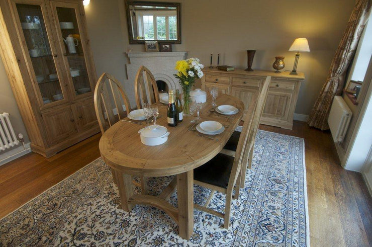 French Rustic Oak Extending Oval Dining Table – Jersey Oak Furniture