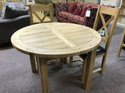 French Rustic Oak Extending Round Dining Table
