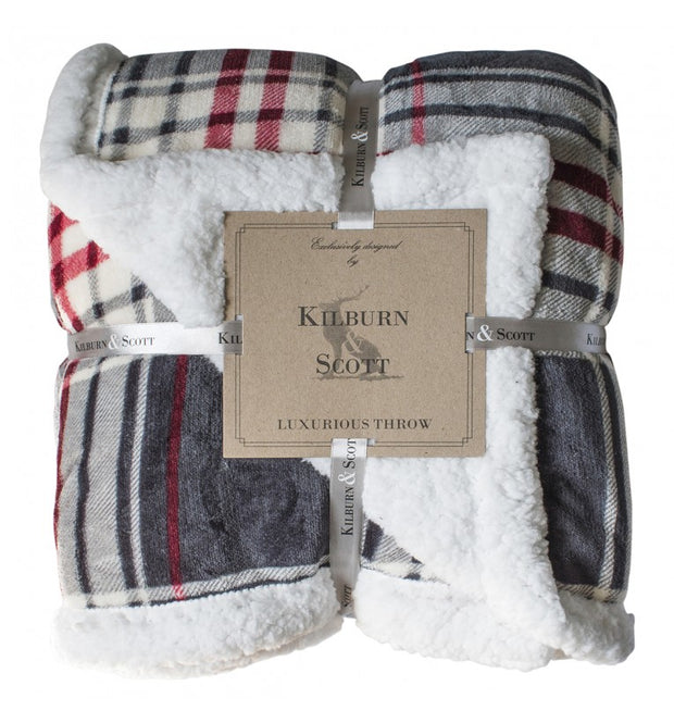 Sherpa Check Throw in Grey and Red